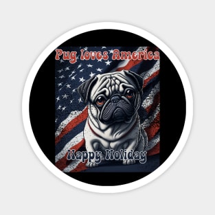 Pug 4th of July Magnet